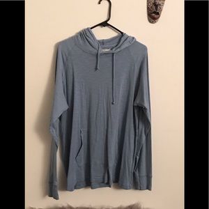 Dusty blue slub knit TShirt hoodie size XL